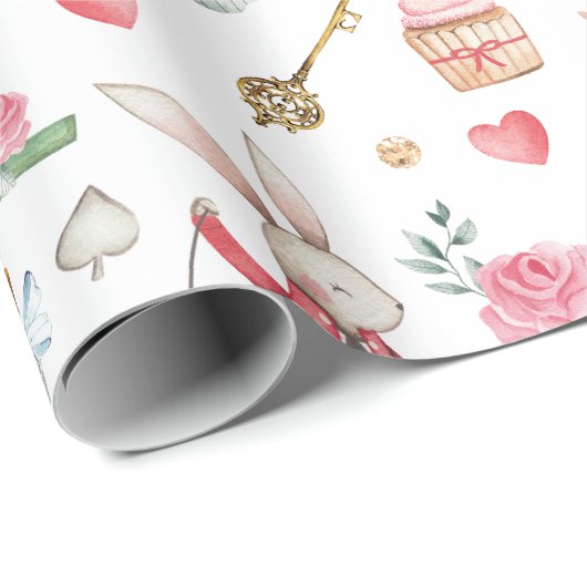 Cute Alice in Wonderland Mad Hatter Tea Party Cadeaupapier (Rol Hoek)