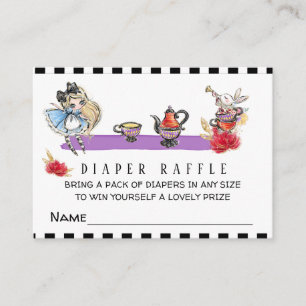 *~* Cute Alice in Wonderland Shower Diaper Raffle Informatiekaartje