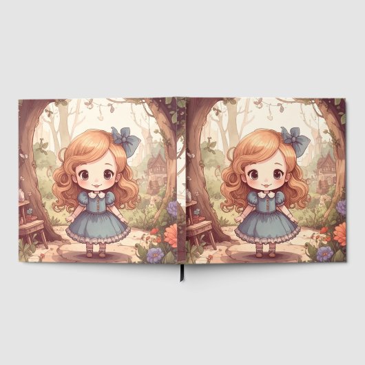 Cute Alice in Wonderland Whimsical Woodland Art Gastenboek (Volledig)