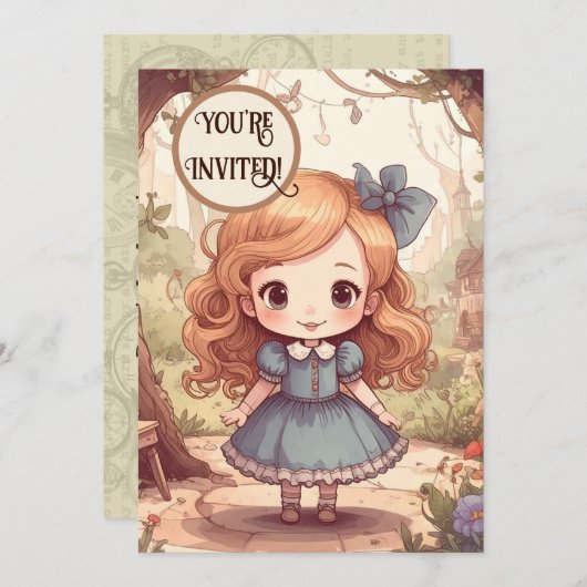 Cute Alice in Wonderland Whimsical Woodland Art Kaart (Voorkant / Achterkant)