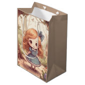 Cute Alice in Wonderland Whimsical Woodland Art Medium Cadeauzakje (Voorkant Gekanteld)