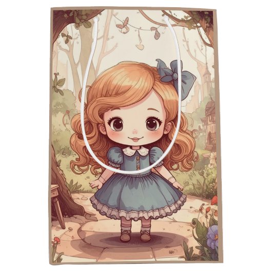 Cute Alice in Wonderland Whimsical Woodland Art Medium Cadeauzakje (Voorkant)