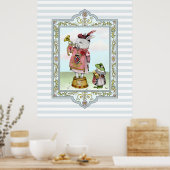 Cute Alice in Wonderland White Rabbit Easter Art Poster (Keuken)