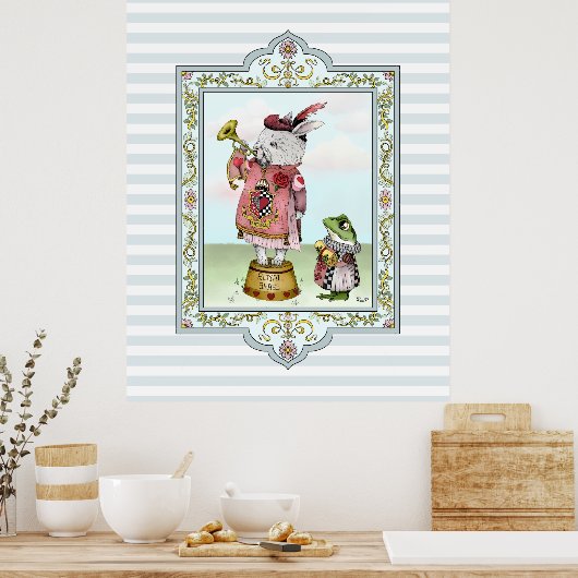 Cute Alice in Wonderland White Rabbit Easter Art Poster (Keuken)