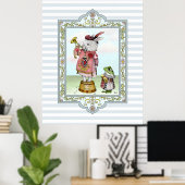 Cute Alice in Wonderland White Rabbit Easter Art Poster (Thuiskantoor)