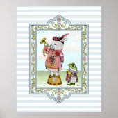 Cute Alice in Wonderland White Rabbit Easter Art Poster (Voorkant)