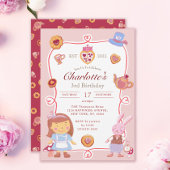 Cute Alice' Tea Party rose Anniversaire Invitation