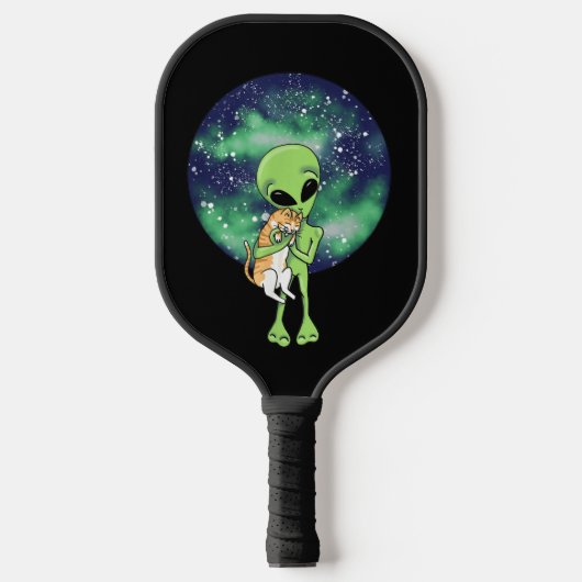 Cute Alien en Cat UFO Pickleball Paddle (Voorkant)