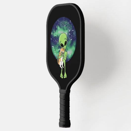 Cute Alien en Cat UFO Pickleball Paddle (Links)