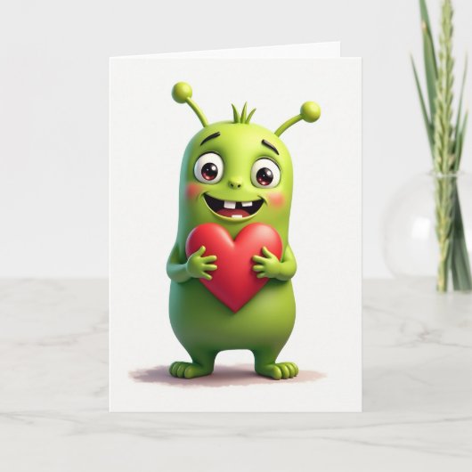Cute Alien Love Card Kaart (Voorkant)
