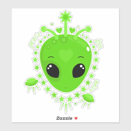 Cute Alien Peace Hope Love Kawaii Sticker (Vel)