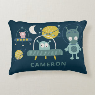 Cute Alien Space Planets Funny Blue, op maat gemaa Accent Kussen