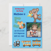 Cute All Aboard Oerwoud Theme 5th Birthday Party Kaart (Voorkant)