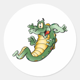 Cute Alligator Cartoon Ronde Sticker