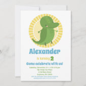 Cute Alligator Croc Anniversaire Invitation Garçon (Devant)