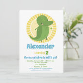 Cute Alligator Croc Birthday Invitation Boy Girl Kaart (Staand voorkant)