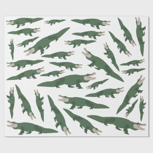 Cute Alligator Crocodile Pattern Cadeaupapier (Vlak)