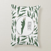 Cute Alligator Crocodile Pattern Custom Name Accent Kussen (Achterkant (Verticaal))