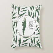 Cute Alligator Crocodile Pattern Custom Name Accent Kussen (Voorkant(Verticaal))