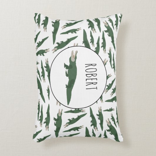 Cute Alligator Crocodile Pattern Custom Name Accent Kussen (Voorkant(Verticaal))