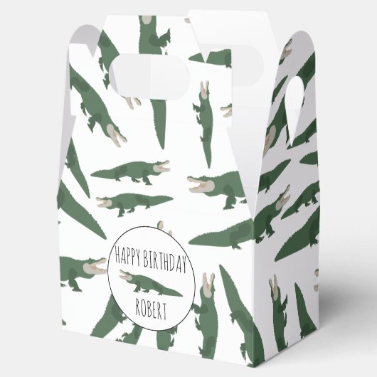Cute Alligator Crocodile Pattern Custom Name Bedankdoosjes (Geopend)