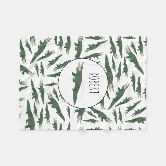 Cute Alligator Crocodile Pattern Custom Name Fleece Deken (Voorkant (Horizontaal))