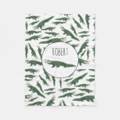 Cute Alligator Crocodile Pattern Custom Name Fleece Deken (Voorkant)