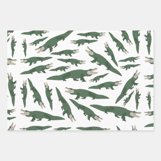 Cute Alligator Crocodile Pattern Inpakpapier Vel (Voorkant 2)