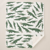 Cute Alligator Crocodile Pattern Sherpa Deken (Voorkant)