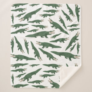 Cute Alligator Crocodile Pattern Sherpa Deken
