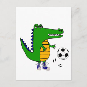 Cute Alligator die Voetbal speelt Voetbal of de Ca Briefkaart