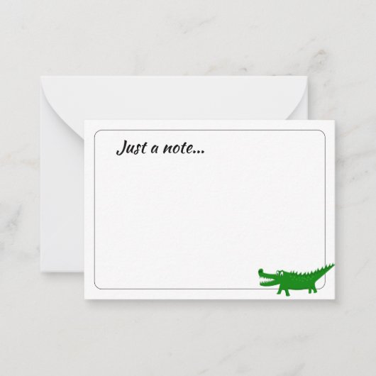 Cute Alligator Drawing Custom Just a Note Notitiekaartje (Voorkant)