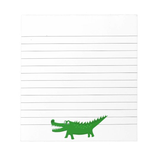 Cute Alligator Drawing Custom Lined Notitieblok (Voorkant)