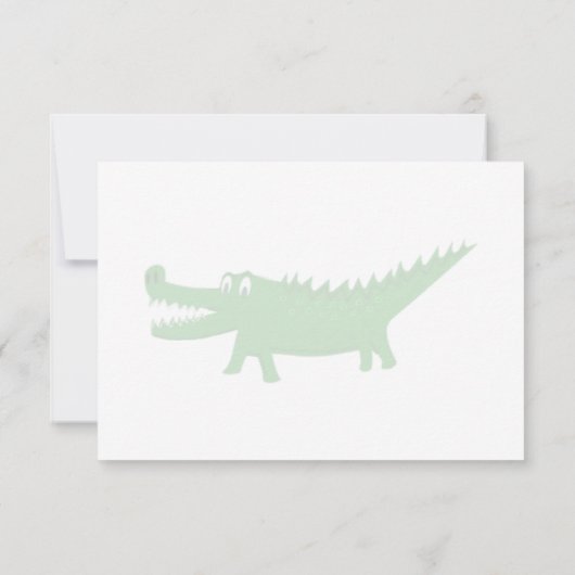 Cute Alligator Drawing Lined Monogram Custom Notitiekaartje (Achterkant)