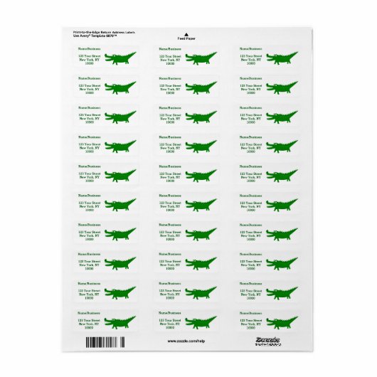 Cute Alligator Drawing Personalized Etiket (Full Sheet)