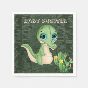 Cute Alligator en Succulents Baby shower Servet