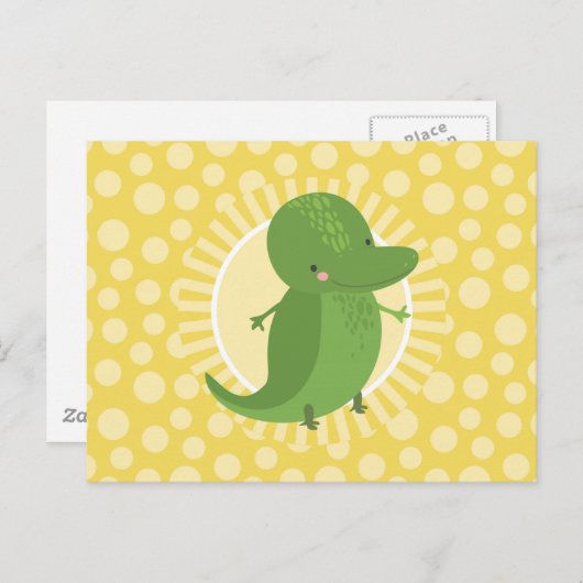 Cute Alligator - Funny Yellow Green Crocodile Briefkaart (Voorkant / Achterkant)