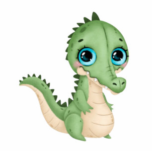 Cute Alligator Green Leather Huid Cake Topper Staand Fotobeeldje