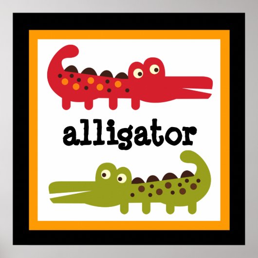 Cute Alligator Safari Animals Baby Kinder Poster (Voorkant)