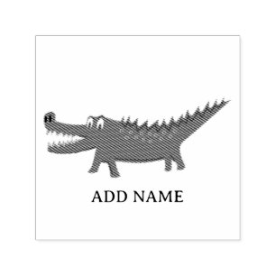 Cute Alligator Tekening Persoonlijke Naam Zelfinktende Stempel