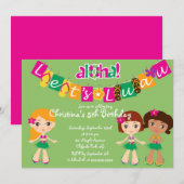 Cute Aloha Luau Invitations de fête d'anniversaire (Devant / Derrière)