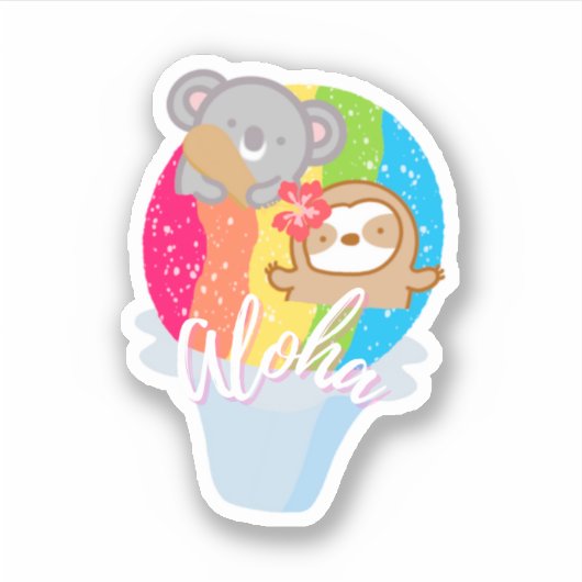 Cute Aloha Rainbow Shave Ice Sticker (Voorkant)