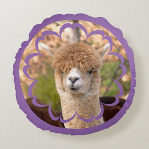 Cute Alpaca Birthday Round Pillow Rond Kussen