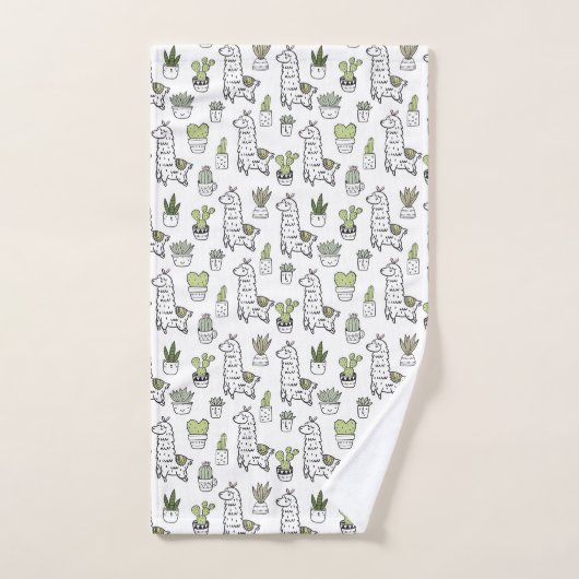 Cute Alpaca & Cactus Pattern Bad Handdoek (Handdoek)