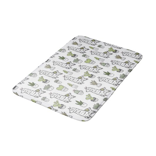 Cute Alpaca & Cactus Pattern Badmat (Gekanteld)