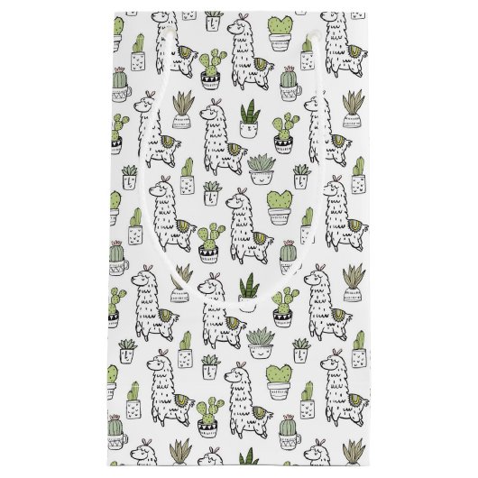 Cute Alpaca & Cactus Pattern Klein Cadeauzakje (Voorkant)