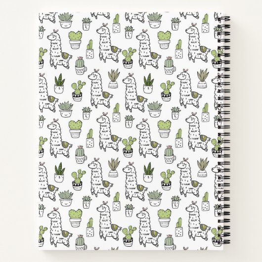 Cute Alpaca & Cactus Pattern Notitieboek (Achterkant)