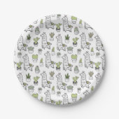 Cute Alpaca & Cactus Pattern Papieren Bordje (Voorkant)