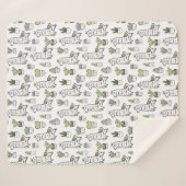 Cute Alpaca & Cactus Pattern Sherpa Deken (Voorkant (horizontaal))