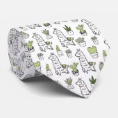 Cute Alpaca & Cactus Pattern Stropdas (Opgerold)